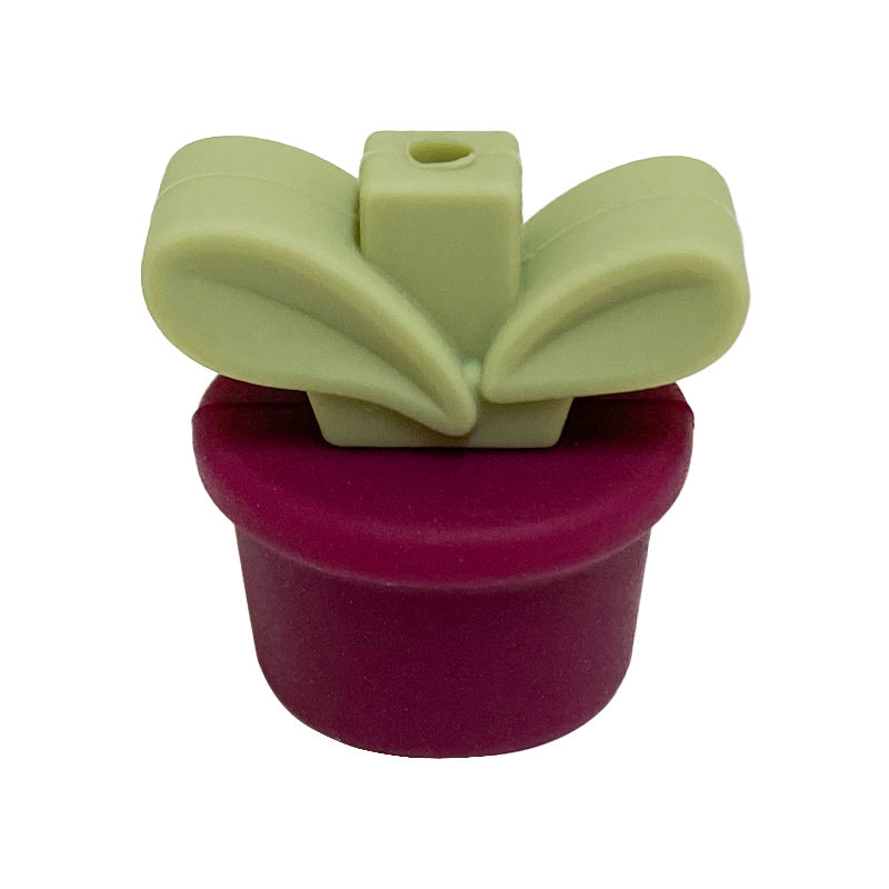Wholesale Flower Pot Grass Silicone Beads